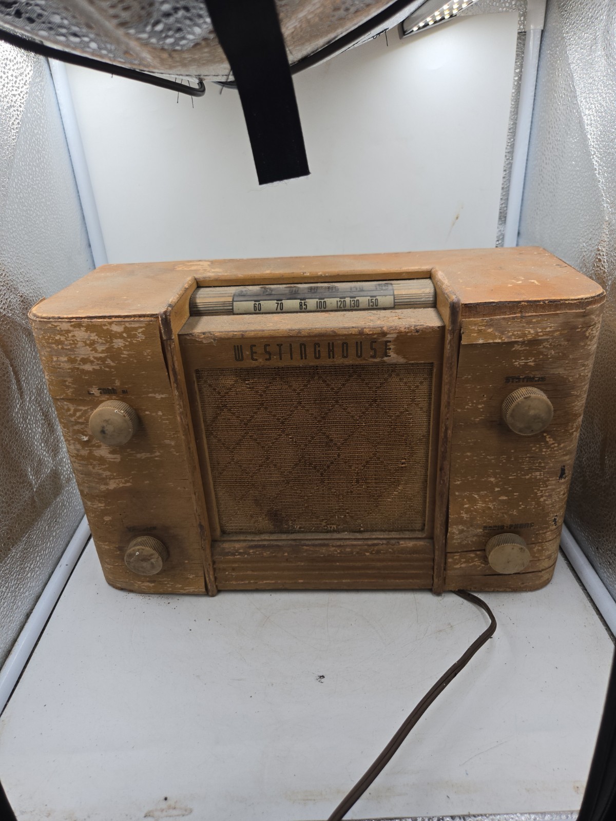 vintage Westinghouse H-130 Tabletop Mid Century Modern Powers On For Parts 