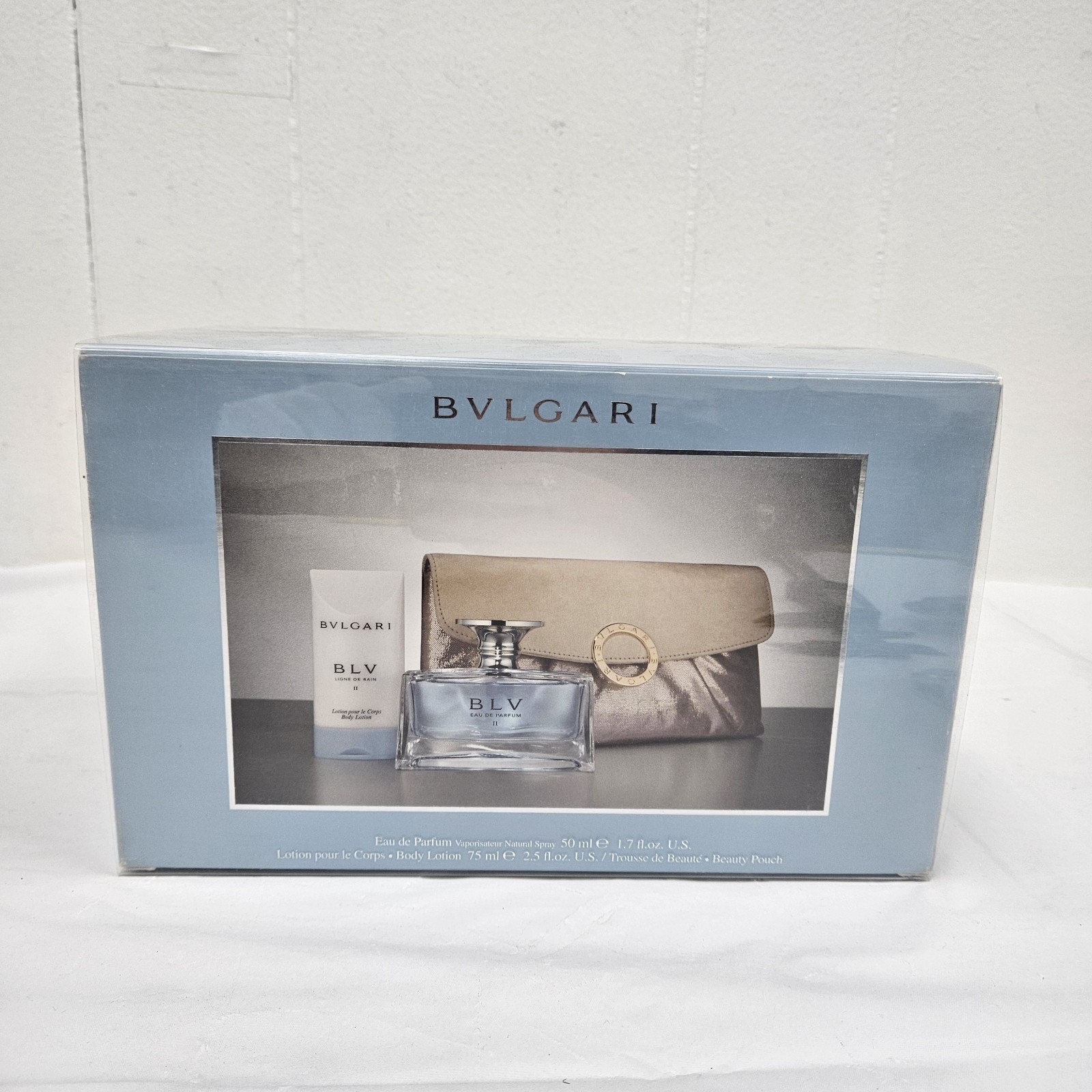 New BLV eau de parfum II by BVLGARI 50ml/1.7 oz Body Lotion & Pouch Gift Set 