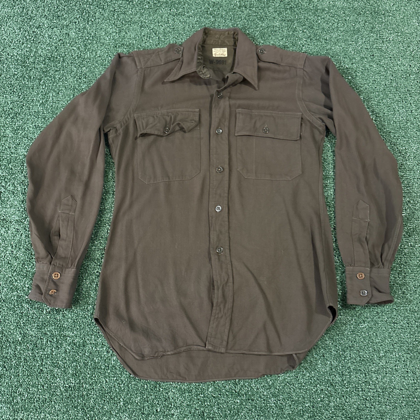 True Vintage 50s US Officers Army Regulation Form Fit  Button Shirt Mens Medium