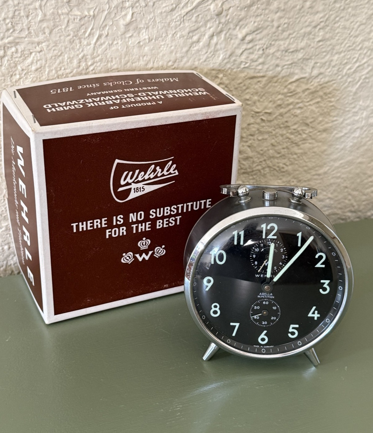 Vintage Wehrle Arella Alarm Clock  w/ Box  No. 01/481 Made In Germany - Tested