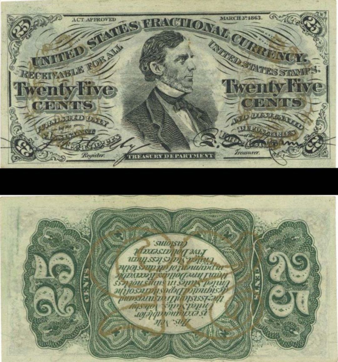 U.S. Counterfeit 25 Cents, FR-1291- 1869 dated Fractional Currency - Fantastic
