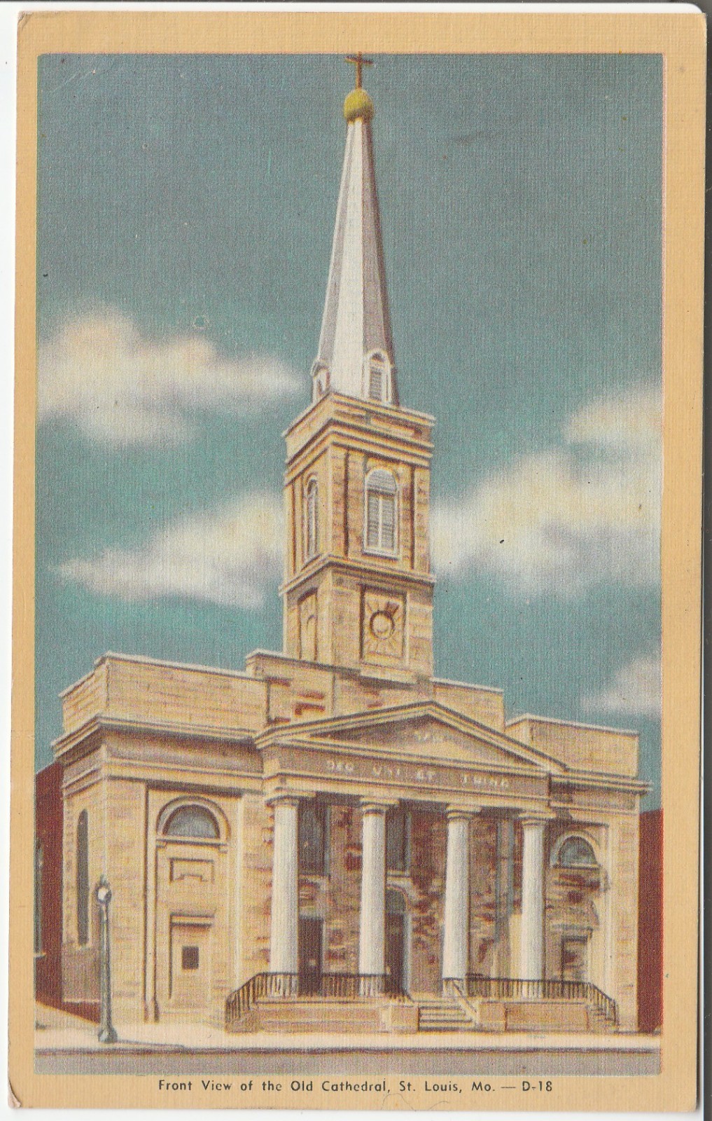 St Louis MO postcard - Old Cathedral church front 1930s 1940s