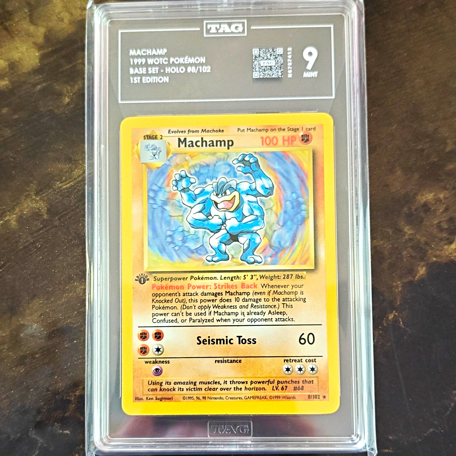 1999 WOTC Pokémon Base Set Machamp 8/102 1st Edition Holo English