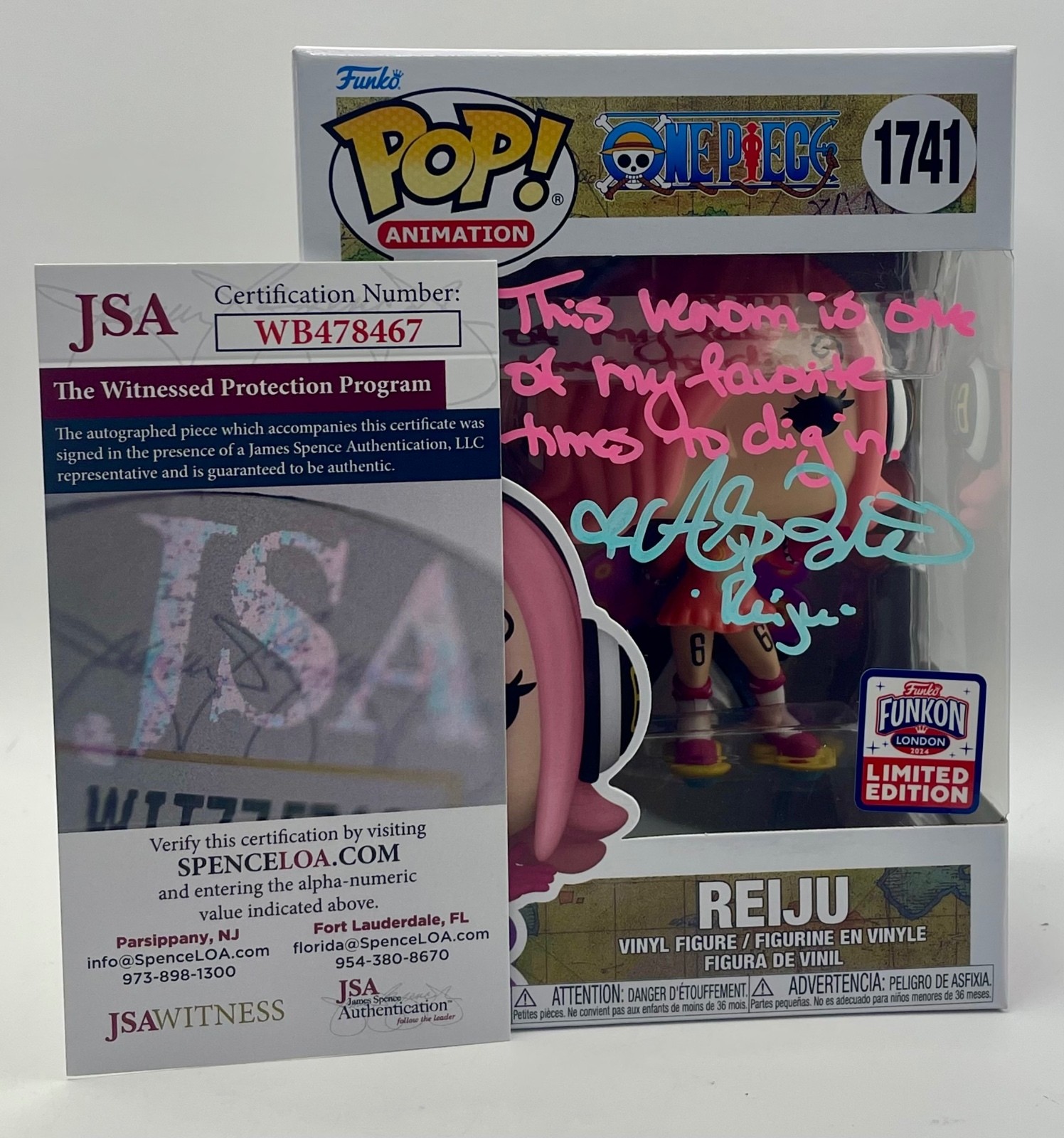 Funko Pop Reiju 1741 Signed Alexis Tipton Inscribed JSA Witnessed Funkon 2024