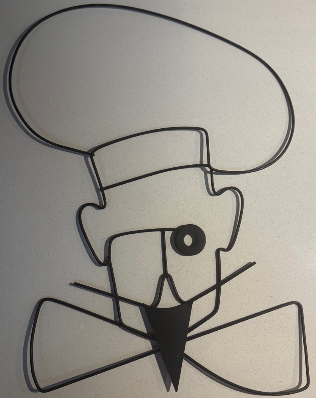 Rare Vintage MCM 1950s Wire Chef Metal Wall Hanging Mid Century Modern Whimsical