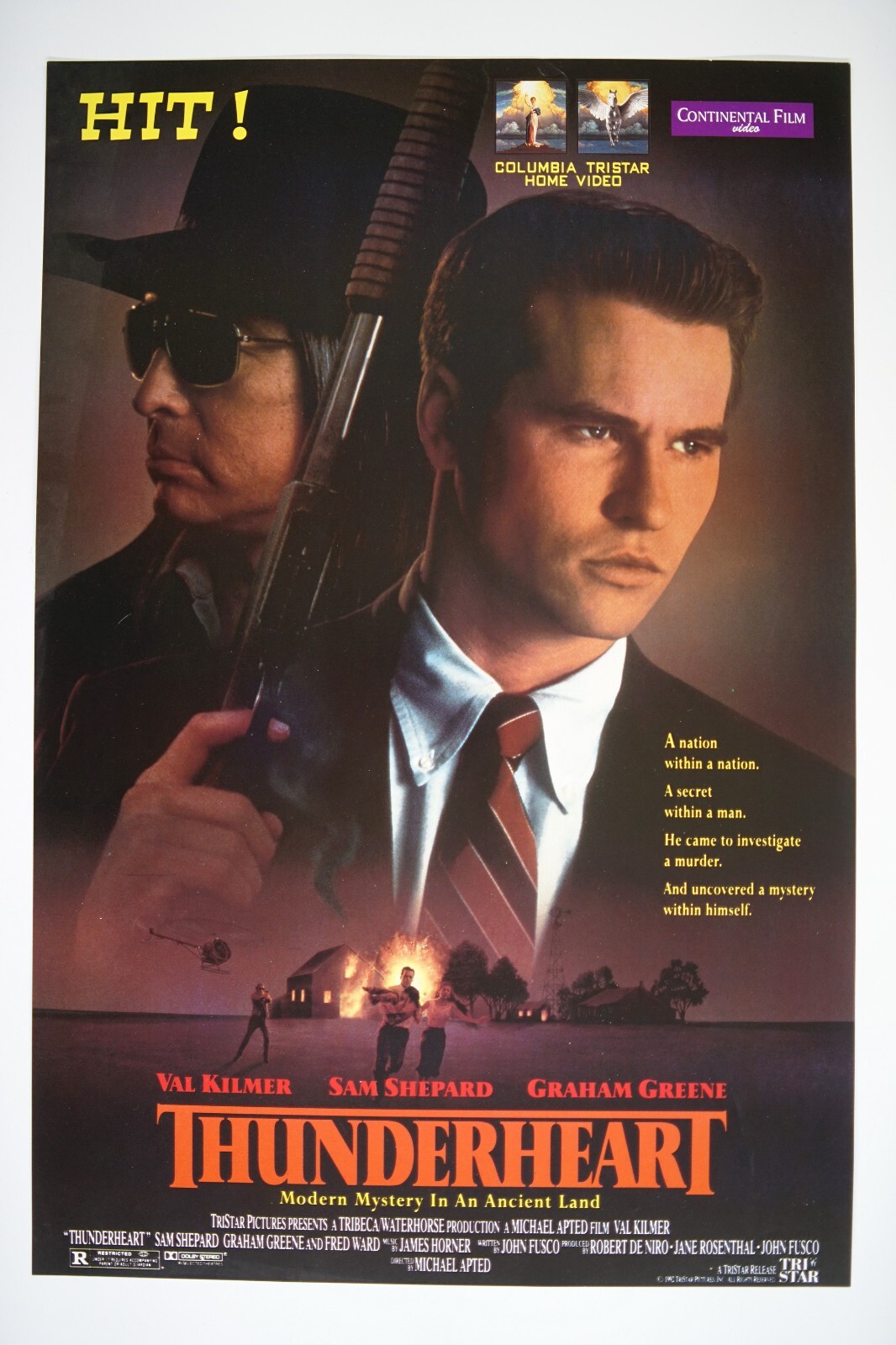 THUNDERHEART Orig. INT HV movie poster 1992 VAL KILMER SAM SHEPARD MICHAEL APTED