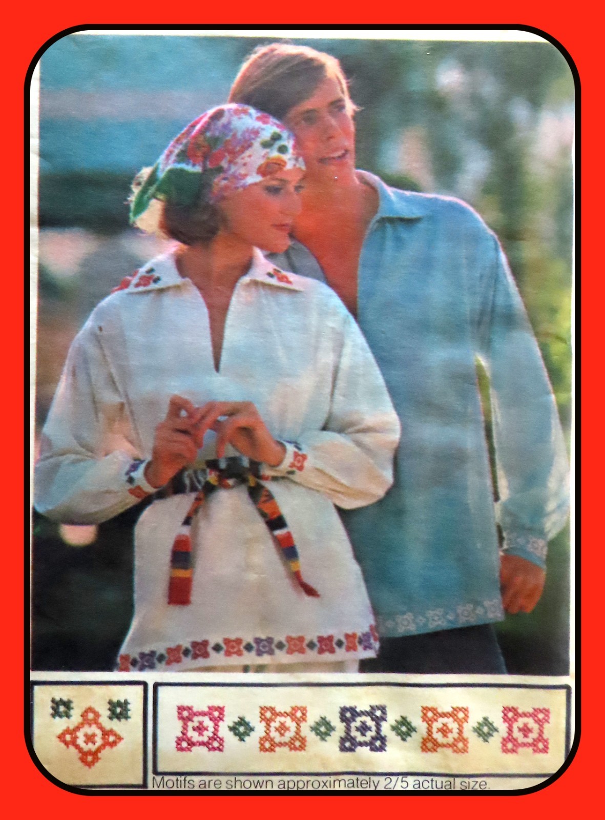 Vtg 70's Men's SHIRT Pattern w EMBROIDERY Butterick 4337 FF Size 42-44