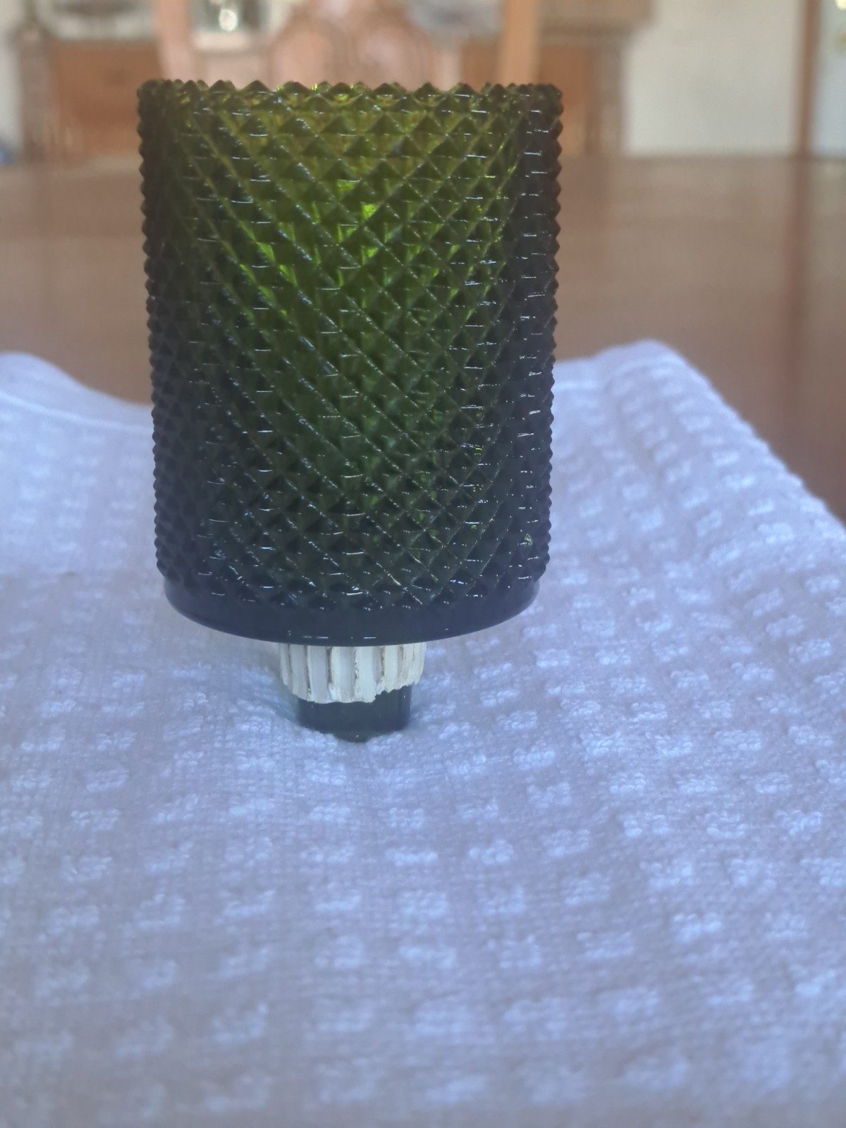 Diamond Cut Green Glass PEG Votive Cup Decor Candle Holder HOMCO