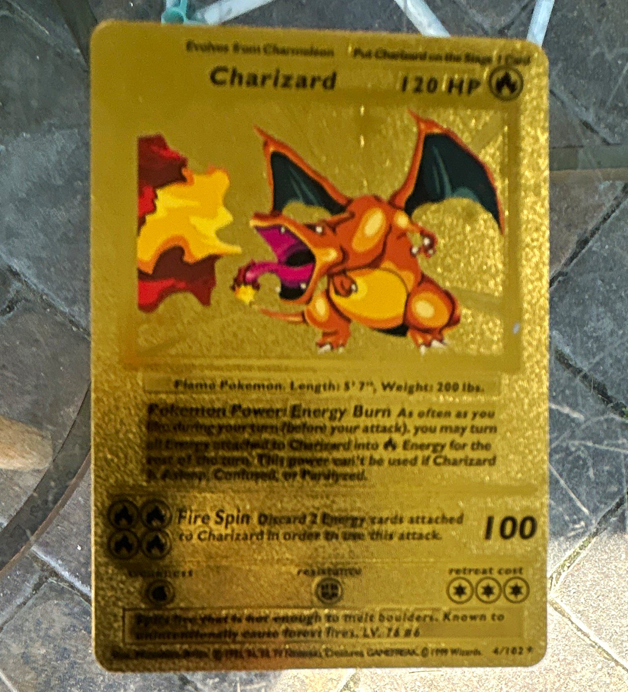 Pokemon Gold Foil Charizard. 4/102