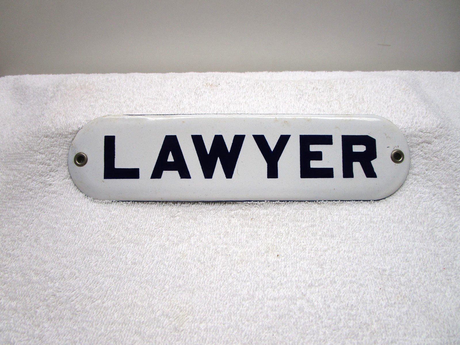 ANTIQUE LAWYER PORCELAIN SIGN