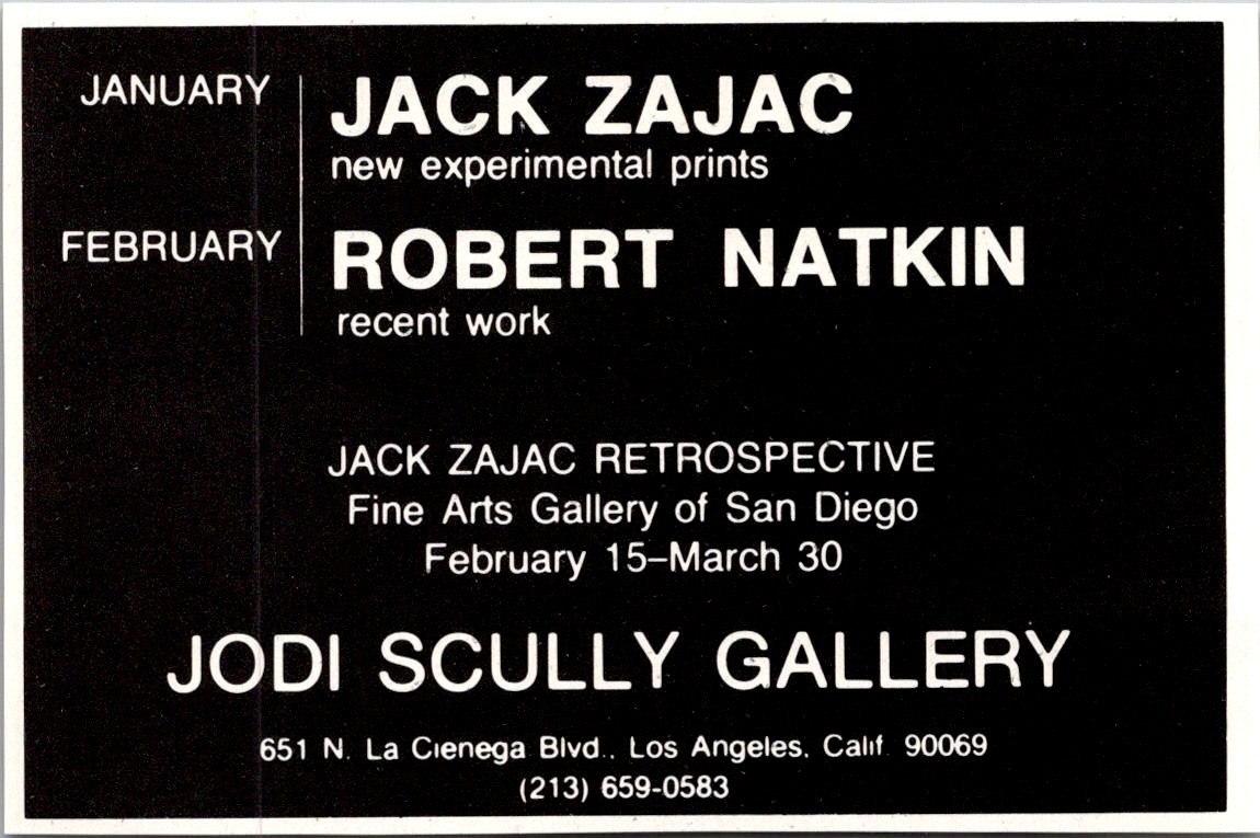 Jodi Scully Gallery Jack Zajac Los Angeles CA 1975 Ad TAK5-M11