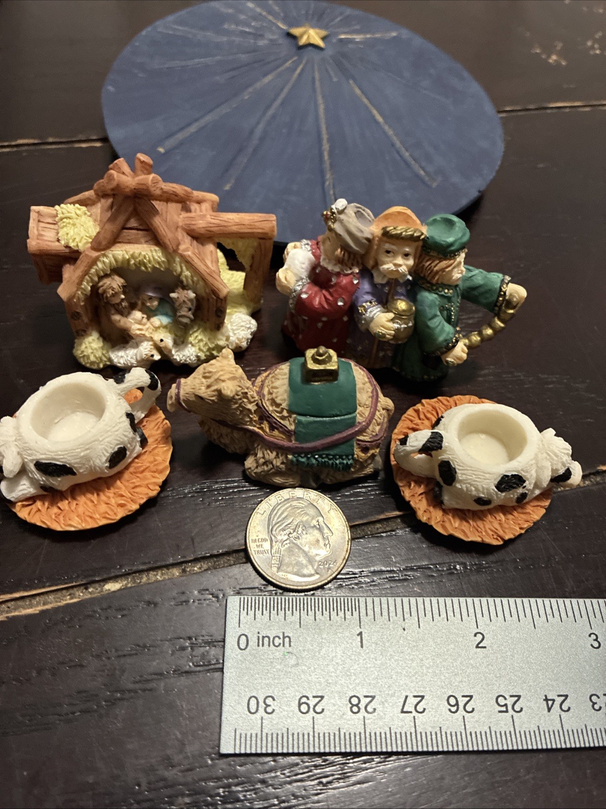 Vintage Young\'s Inc. Miniature 1997 Christmas Nativity Set 7pc Stable Set