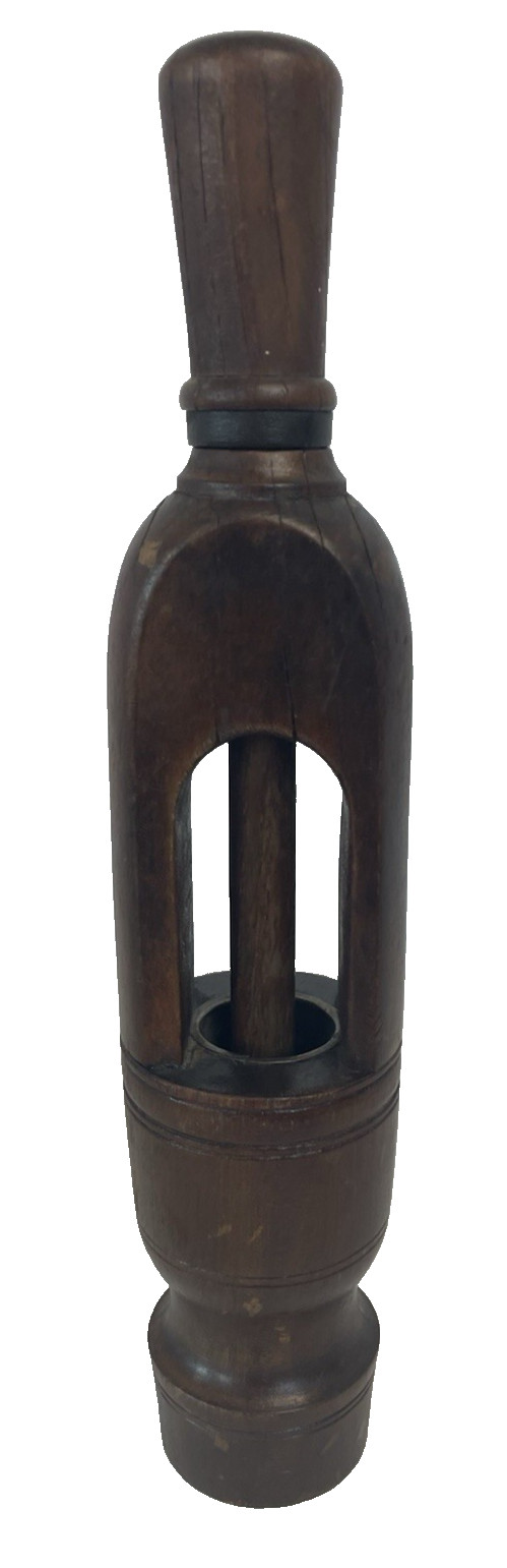 Antique Wooden Wine Cork Press Re-Corker Bottle Corker w/ Metal Bands