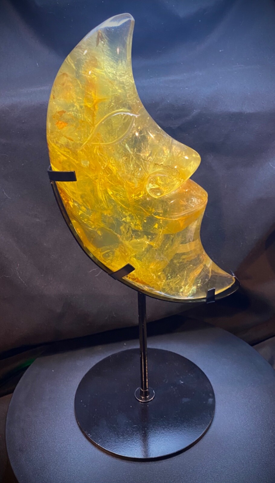 Jumbo Citrine Carved Moon Face With Stand 4lb 14oz 9.75 inch