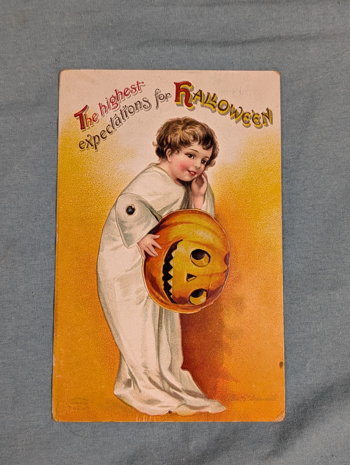 Halloween International Art 1236 Clapsaddle Mechanical Boy Moving JOL VTG Child