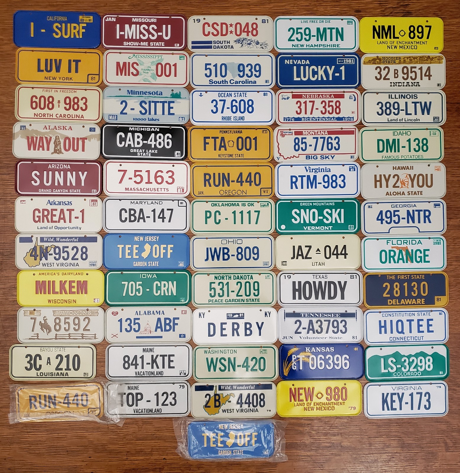 Vintage 1981 Miniature License Plates Complete 50 State Set General Foods + 6