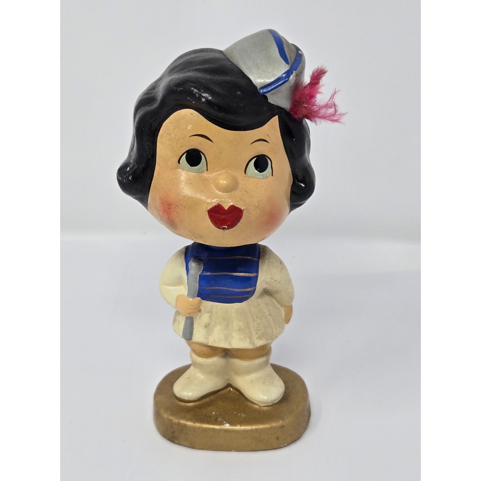 Vintage Majorette Bobblehead Kissing Boy & Girl Ceramic Nodder Detroit Lions JPN
