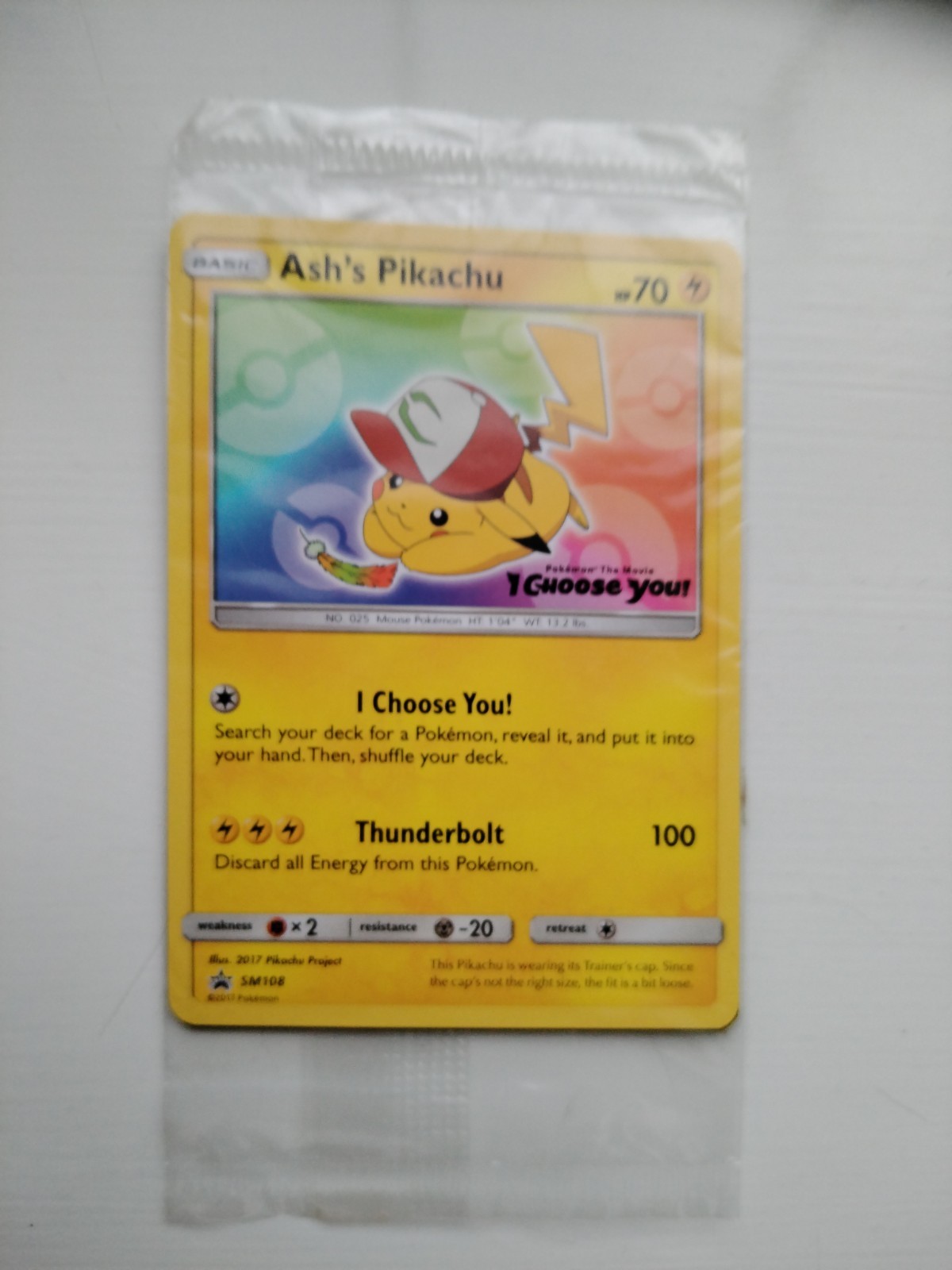 Ash\'s Pikachu SM108 Rare Non Holo Movie Promo Pokemon Card SEALED