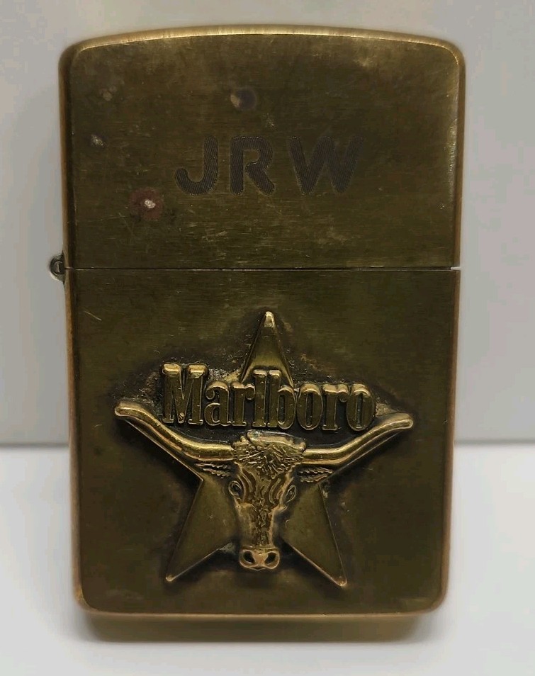1991 Zippo Marlboro Longhorn Steer Star Brass Lighter B VII Vintage USA