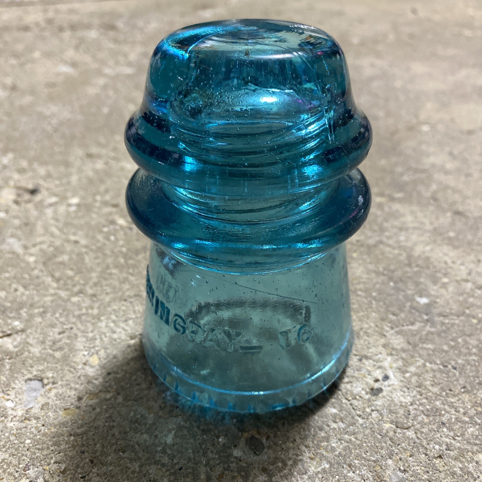 Vintage Hemingray 16 Aqua Blue Glass Insulator USA Sharp Drip Points Telegraph