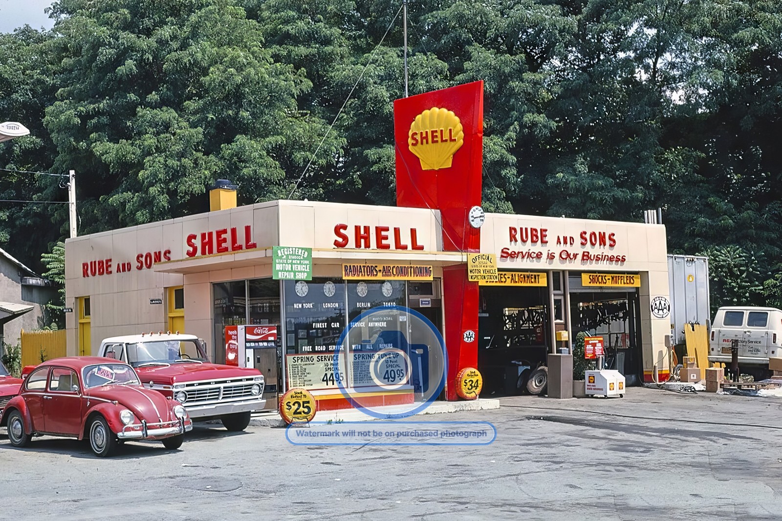 OLD 1970s SHELL GAS STATION STREETVIEW OLD TRUCK 4X6 PHOTO POSTCARD