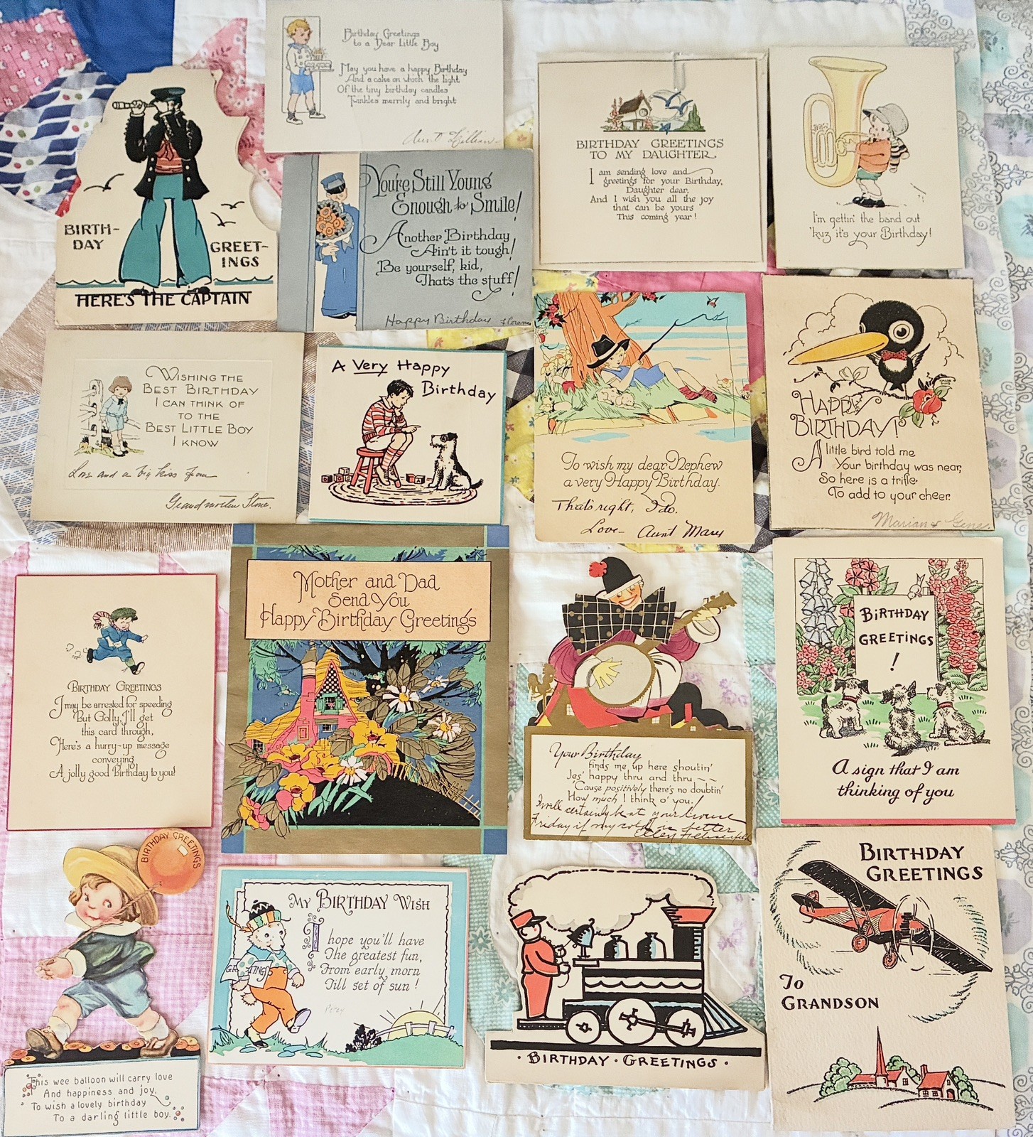 Antique Vintage lot of 1920s Birthday Greeting Cards Mostly Childrens 