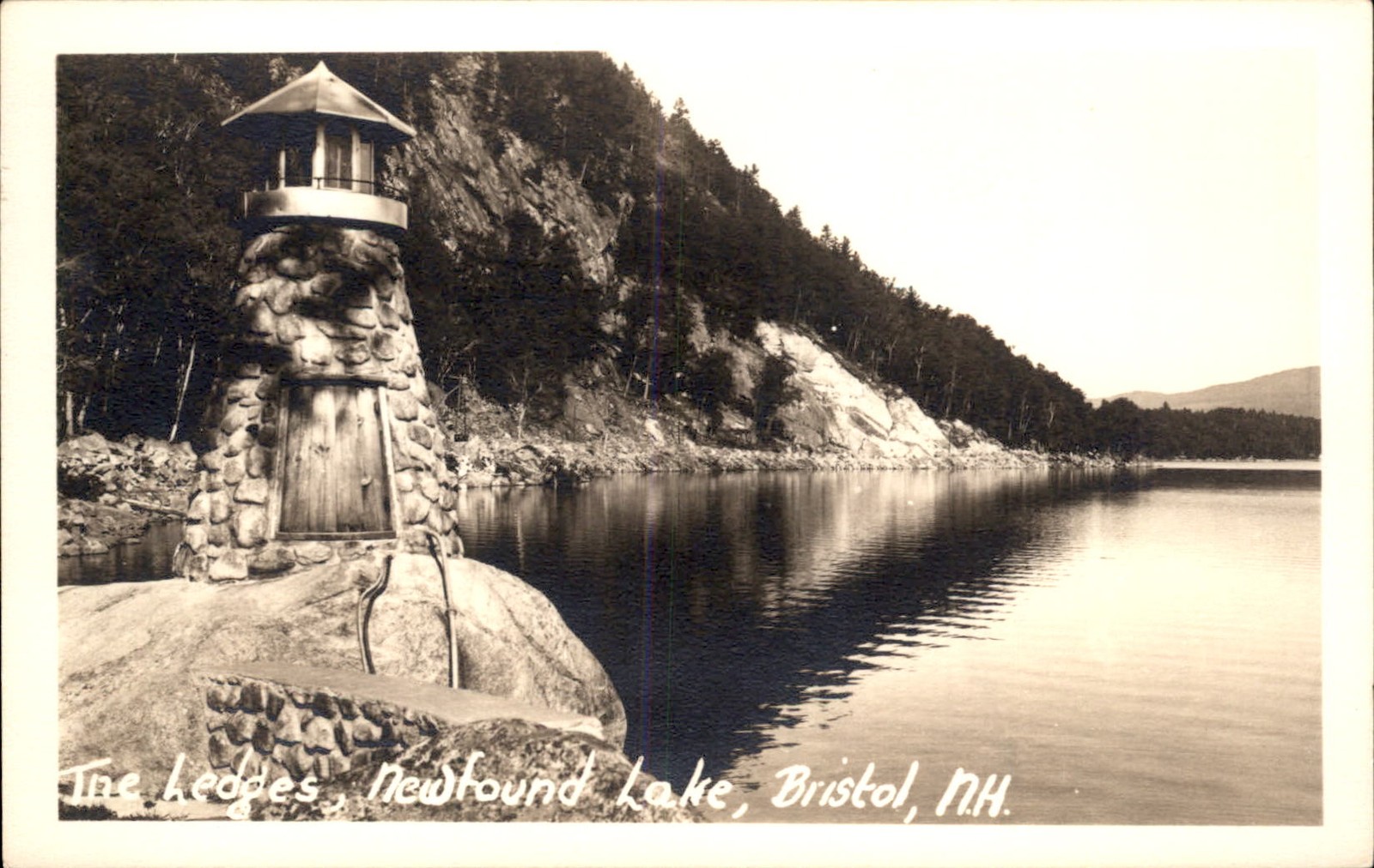 Bristol NH Lodge on Lake c1920s-30s Real Photo Vintage Postcard bhn