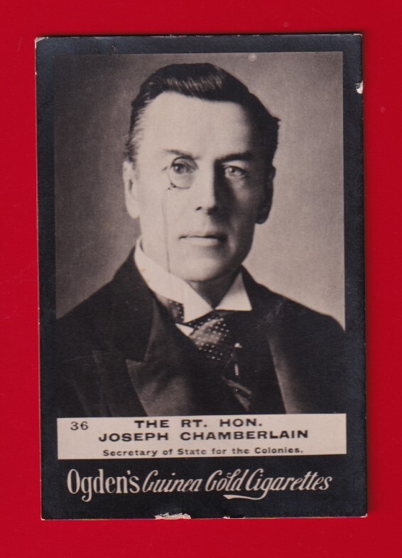 JOSEPH CHAMBERLAIN 1909 OGDEN'S GUINEA GOLD CIGARETTES VG-EX+ NO CREASES 