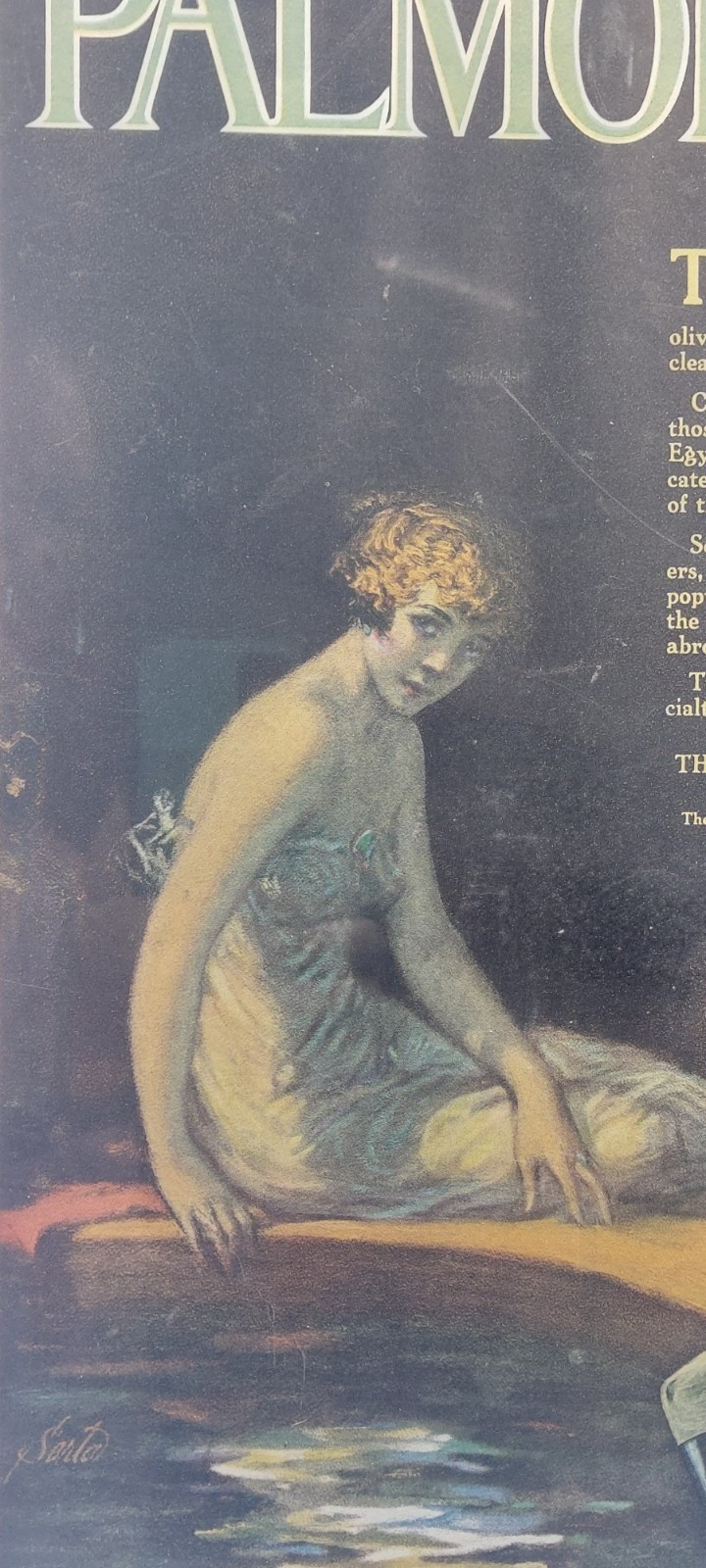 1919 PALMOLIVE SOAP Female Sitting By A Well.  Artist SARTO 11x15 ADVERTISEMENT 