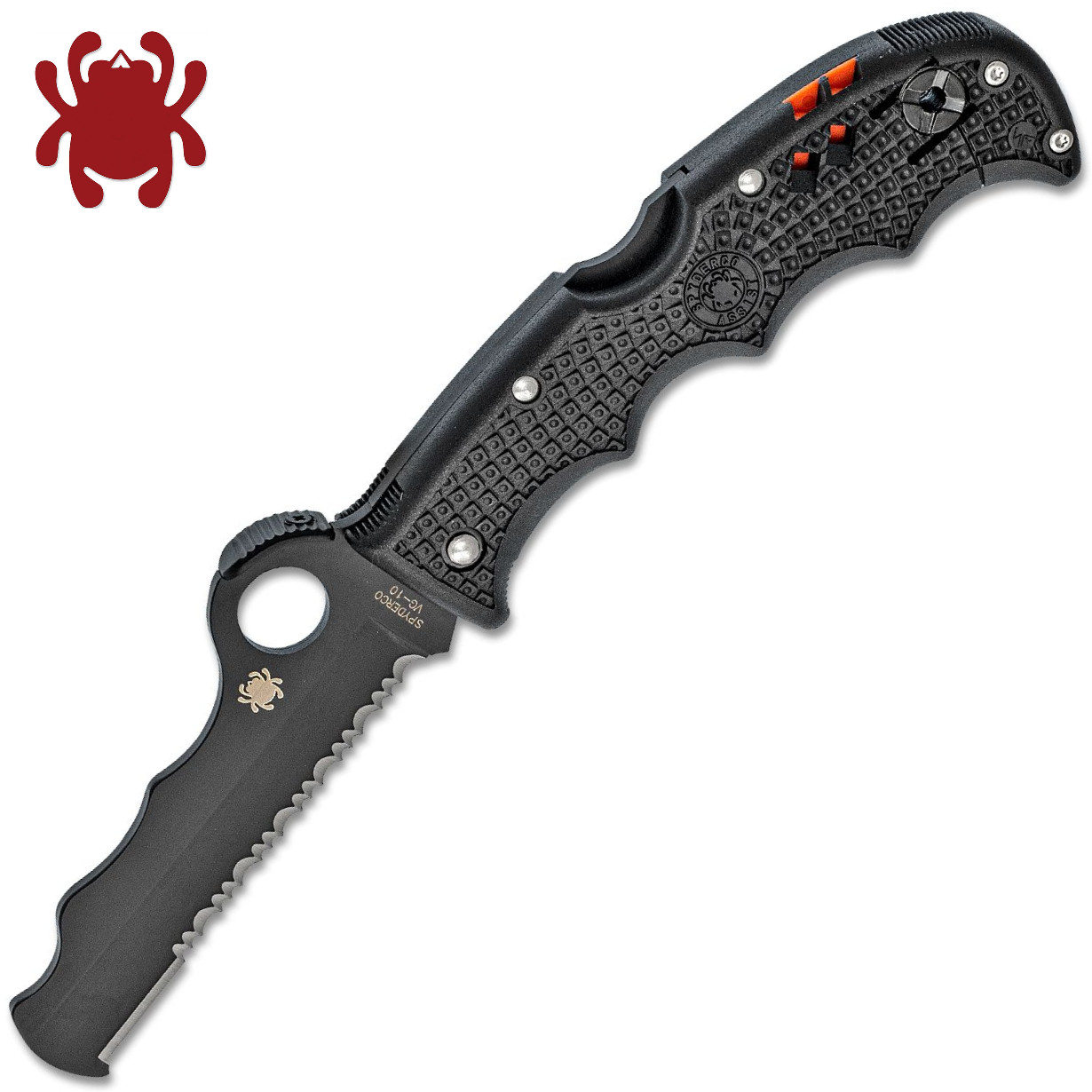 Spyderco Assist Rescue VG10 Black Combo Blade Black FRN Handles Breaker C79PSBBK