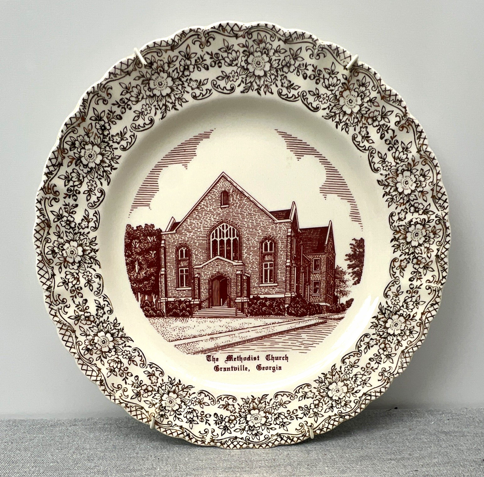 Vintage Grantville Methodist Church Georgia Commemorative Plate 9.75\