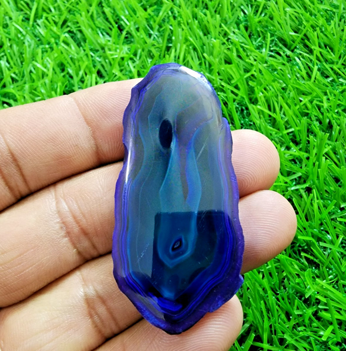 Beautiful Blue Agate Slab 71ct Crystal Druzy Polished Healing Gemstone Jewelry