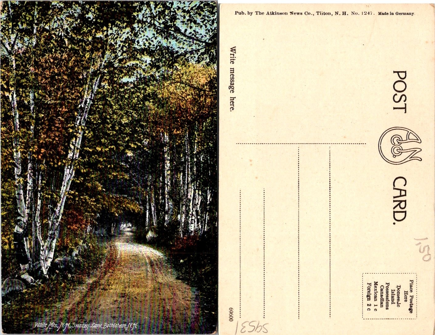 Bethlehem, NH White Mountains Swazey Lane Natural Scenery Postcard 59531