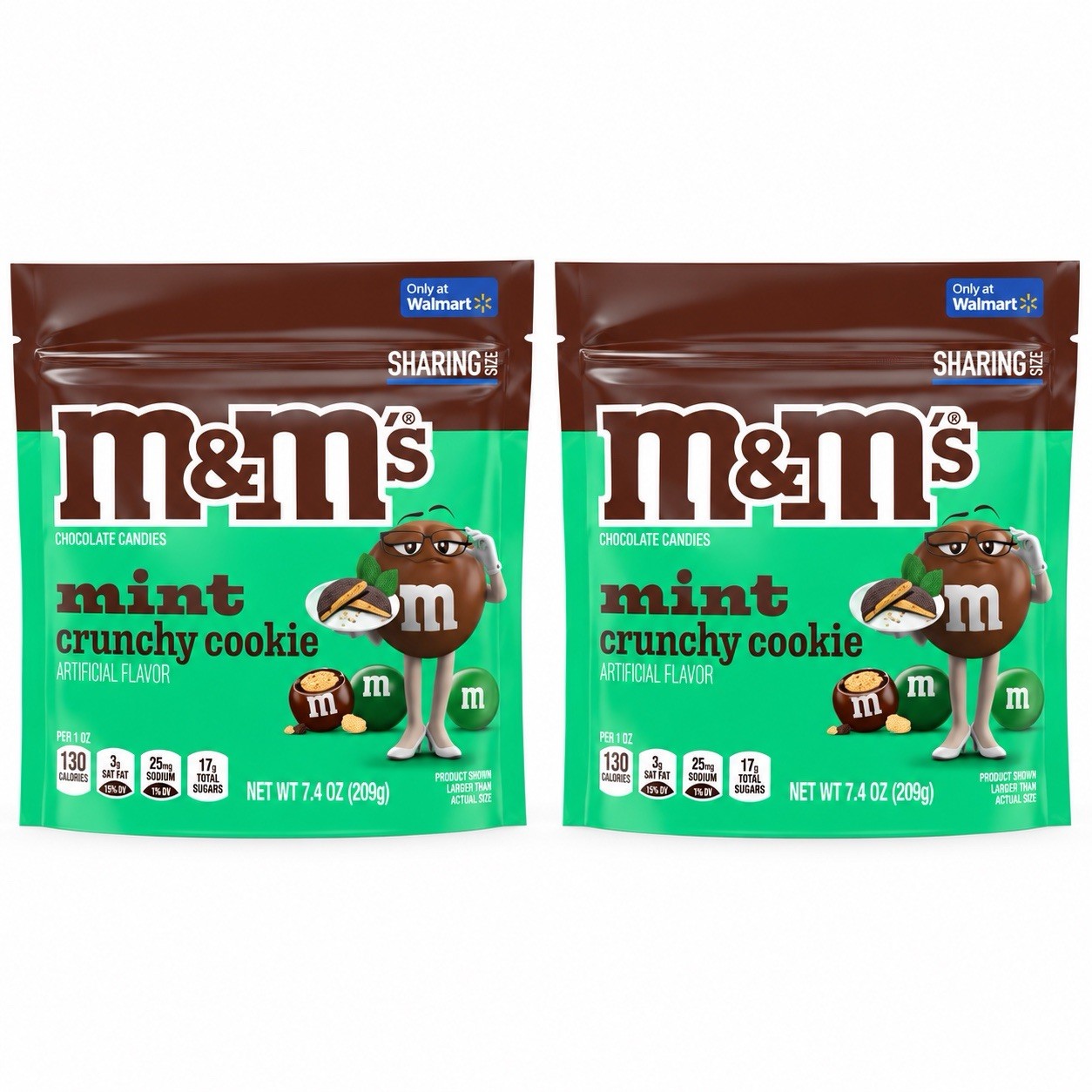 M&M’S Mint Crunchy Cookie Chocolate Candy – 7.4 oz Sharing Size New Sealed 2pack