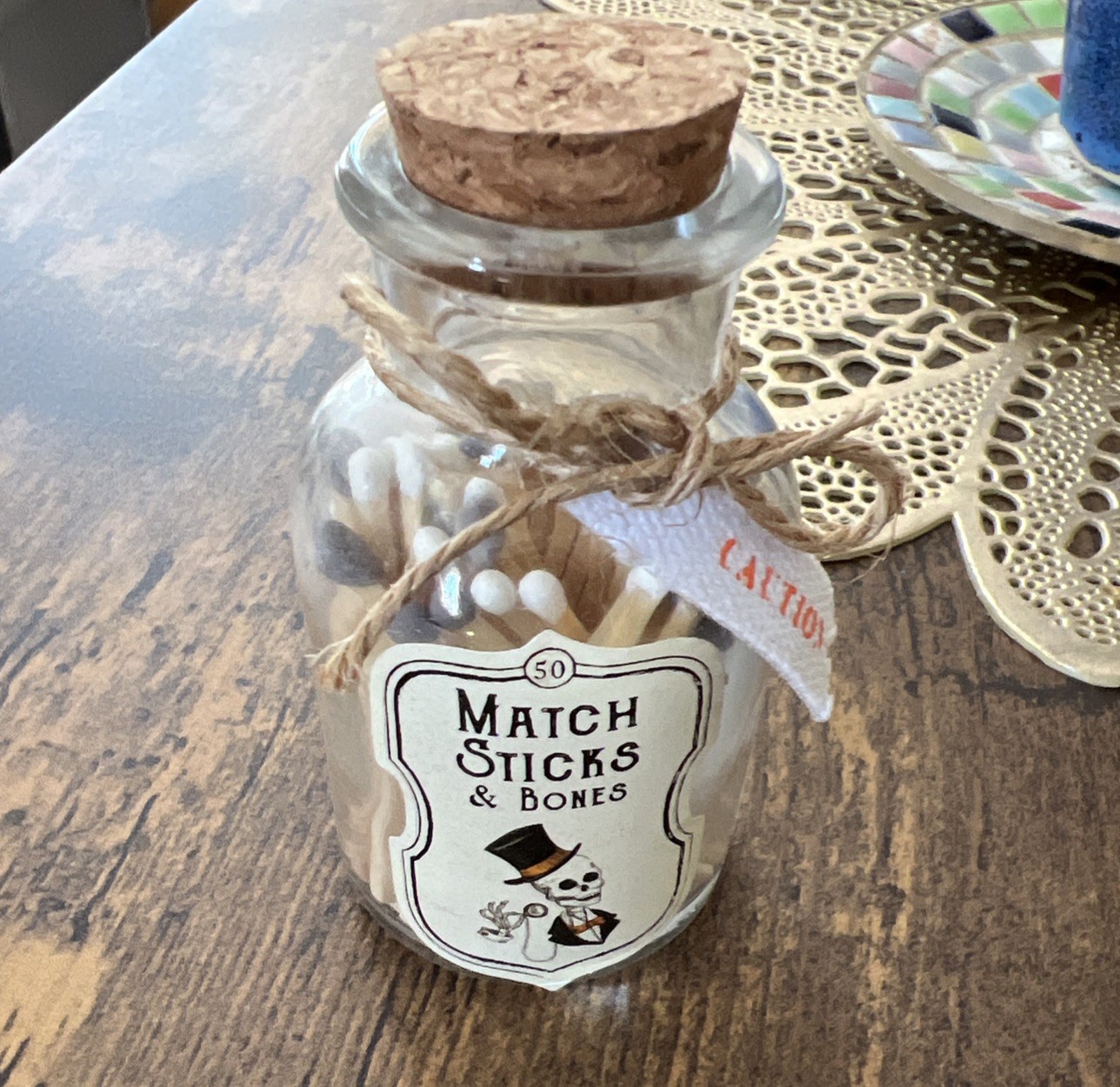 Halloween Mini Glass Bottles w/Cork Stopper 50 Match Sticks And Bones 🎩 ☠️