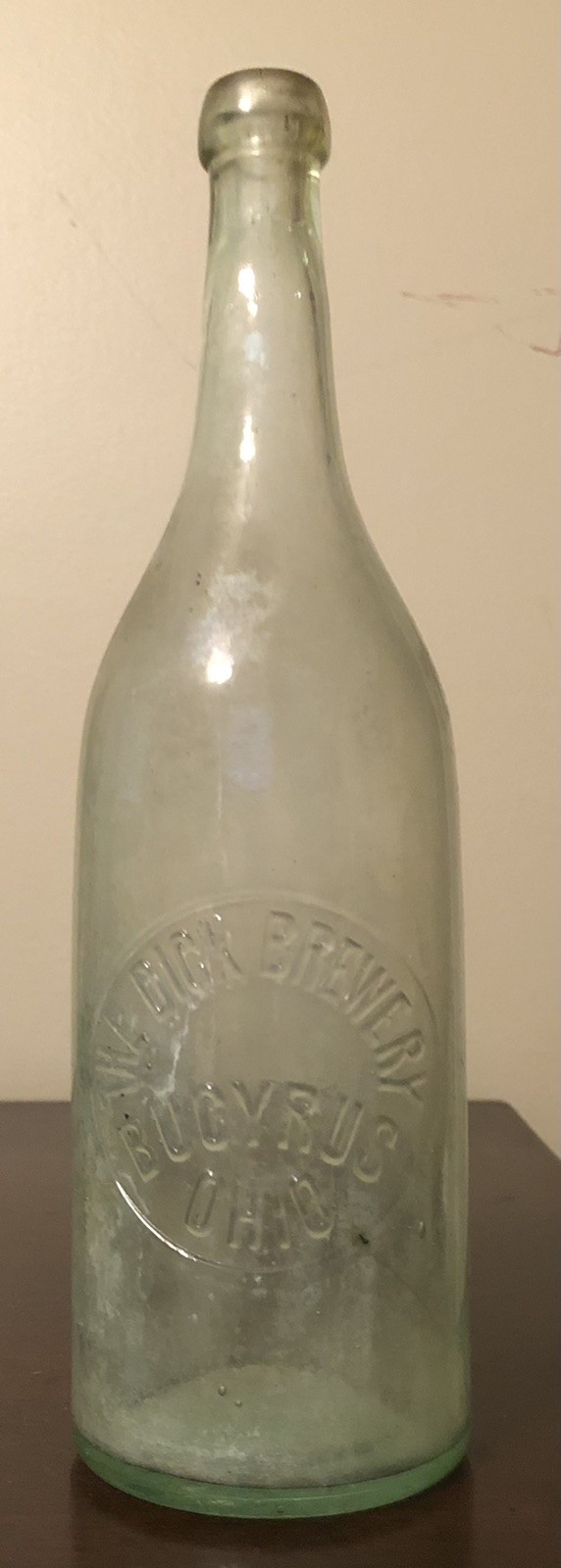 Antique The Dick Brewery Aqua Glass Beer Blob Top Bottle Bucyrus, Ohio OH 12\