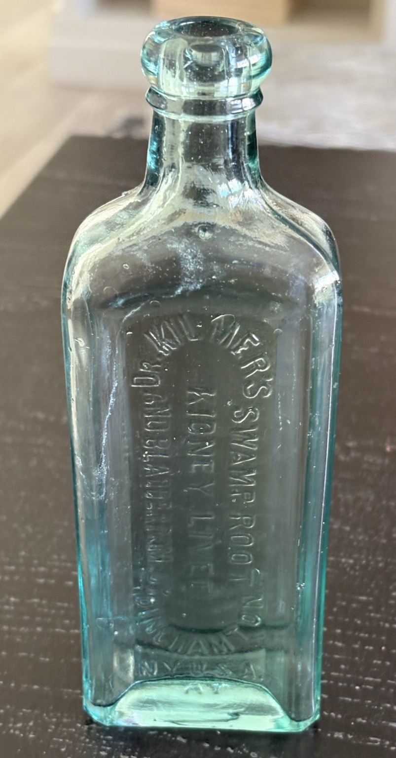 1900's  Aqua Blue Dr. Kilmer's Swamp Root Kidney Liver Cure Medicine Bottle