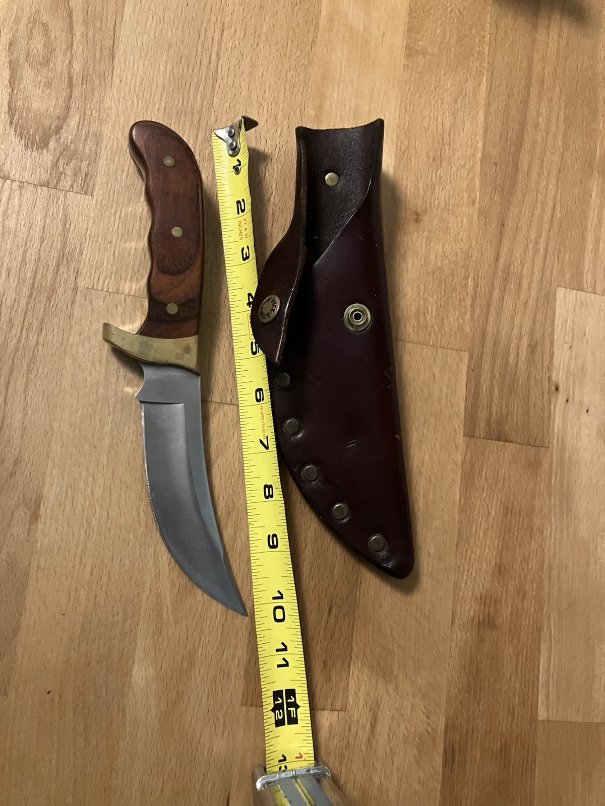 Vintage  1993 Buck Kalinga Fixed Blade Knife W/ Leather Holster 10” Total Length