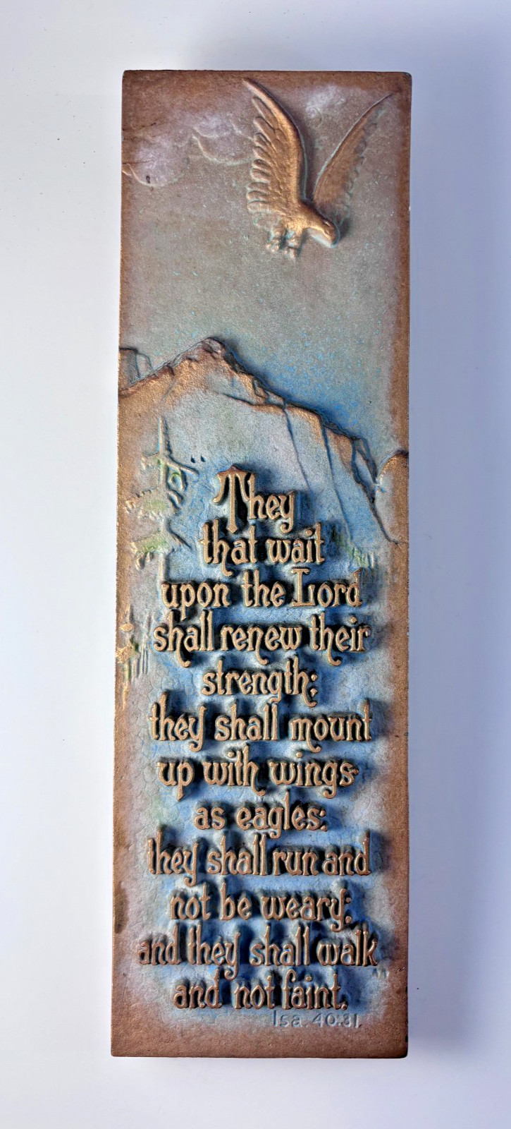 Vintage A.E. Mitchell Art Co. Metal Religious Plaque Isaiah 40:31 Eagles Wings