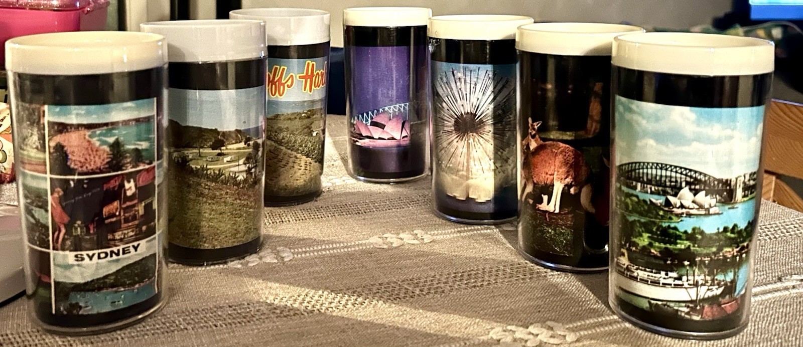 Vintage 60s/70s Australiana Insulated Souvenir Tumblers- Sydney & Coffs Harbour