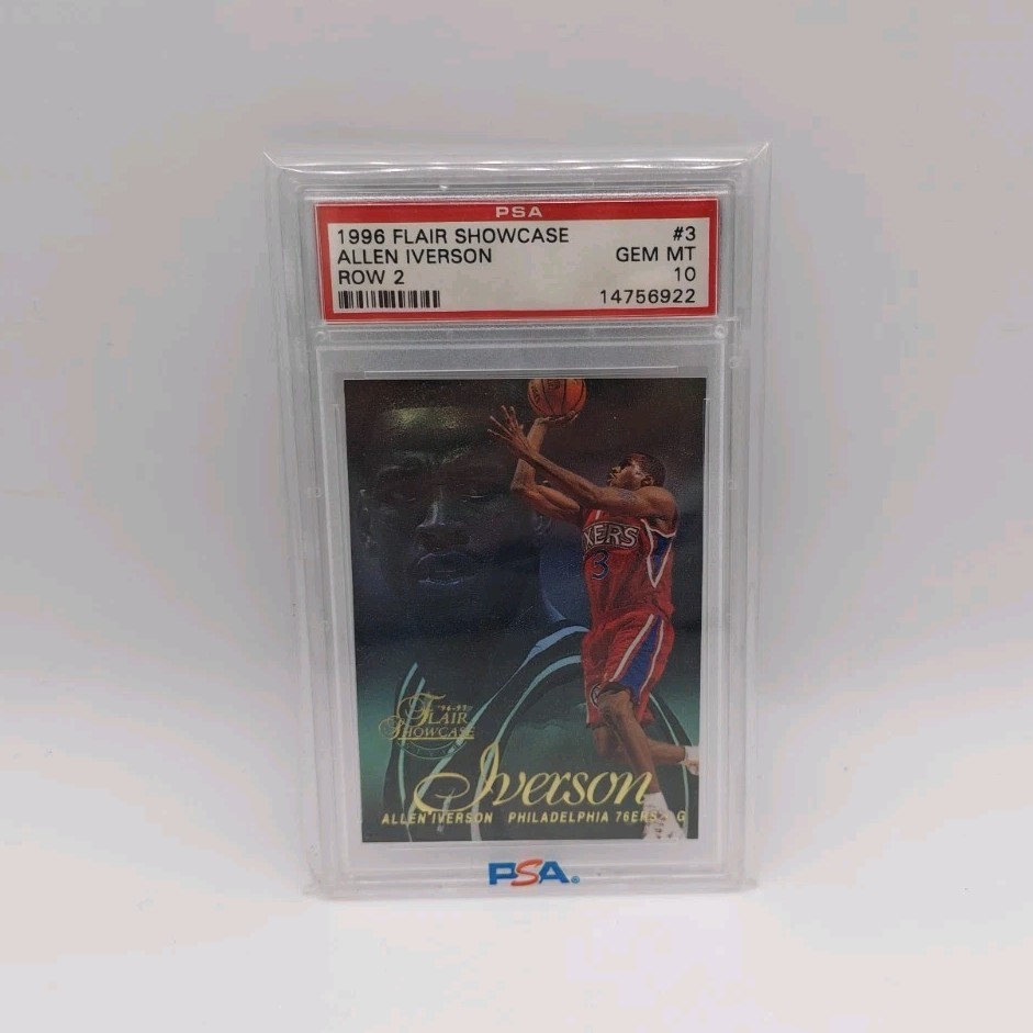 1996 Flair Showcase Allen Iverson Row 2 #3 RC PSA 10 GEM MT Pop 29