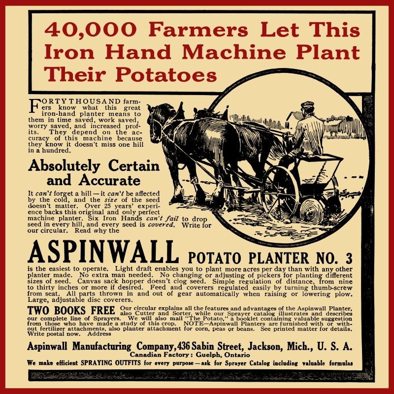 1911 Aspinwall Potato Planter NEW Metal Sign 28