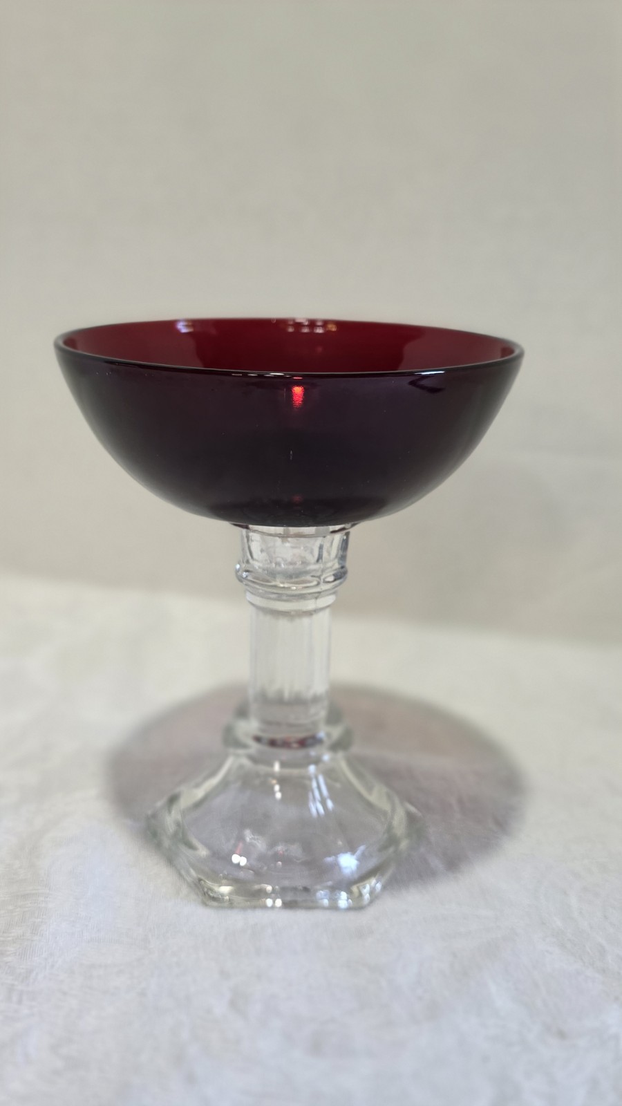  Unique Handmade Vintage Ruby Red Dessert Dish/Glass Candle Stick Catch All Dish