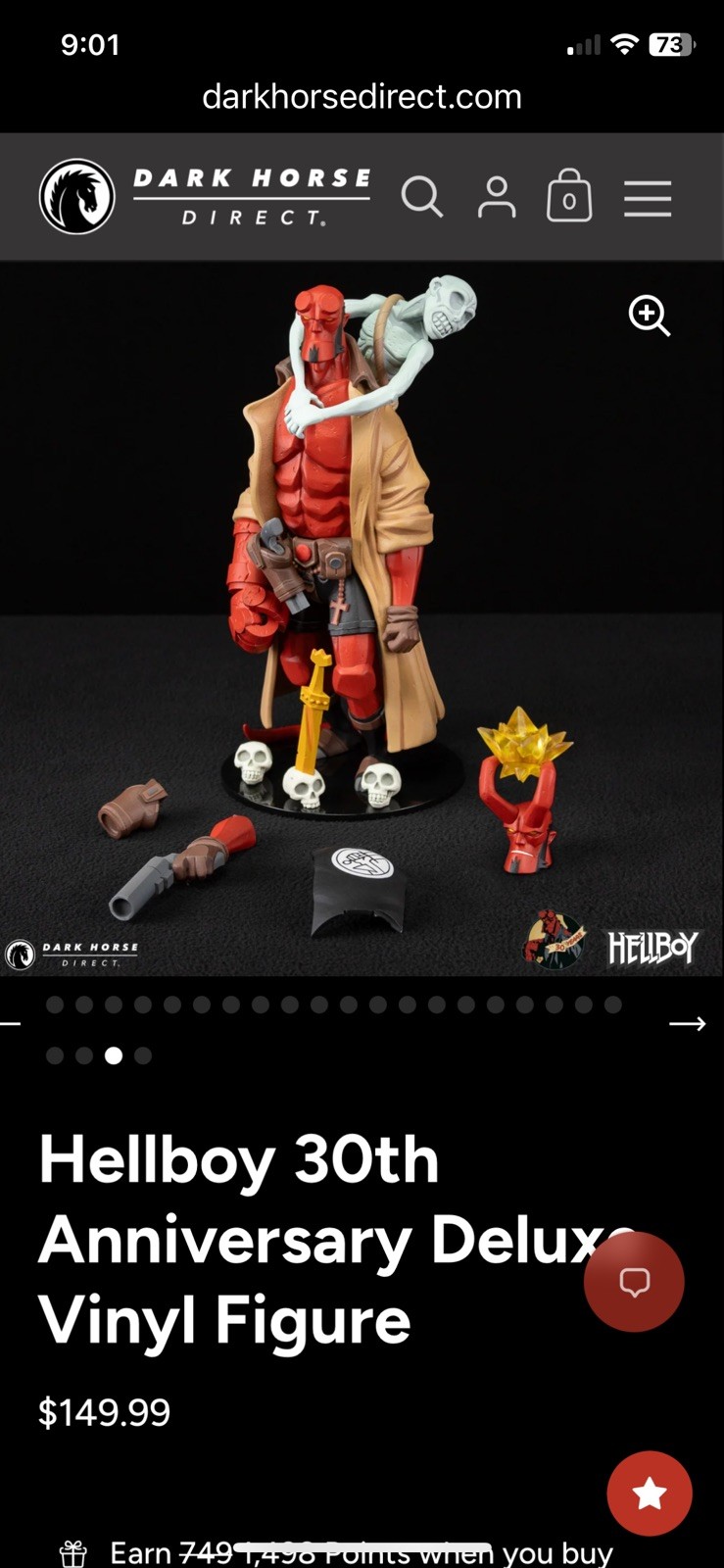 Dark Horse Direct Hellboy 30th Anniversary Vinyl Figure Limited Ed. of 2000 New