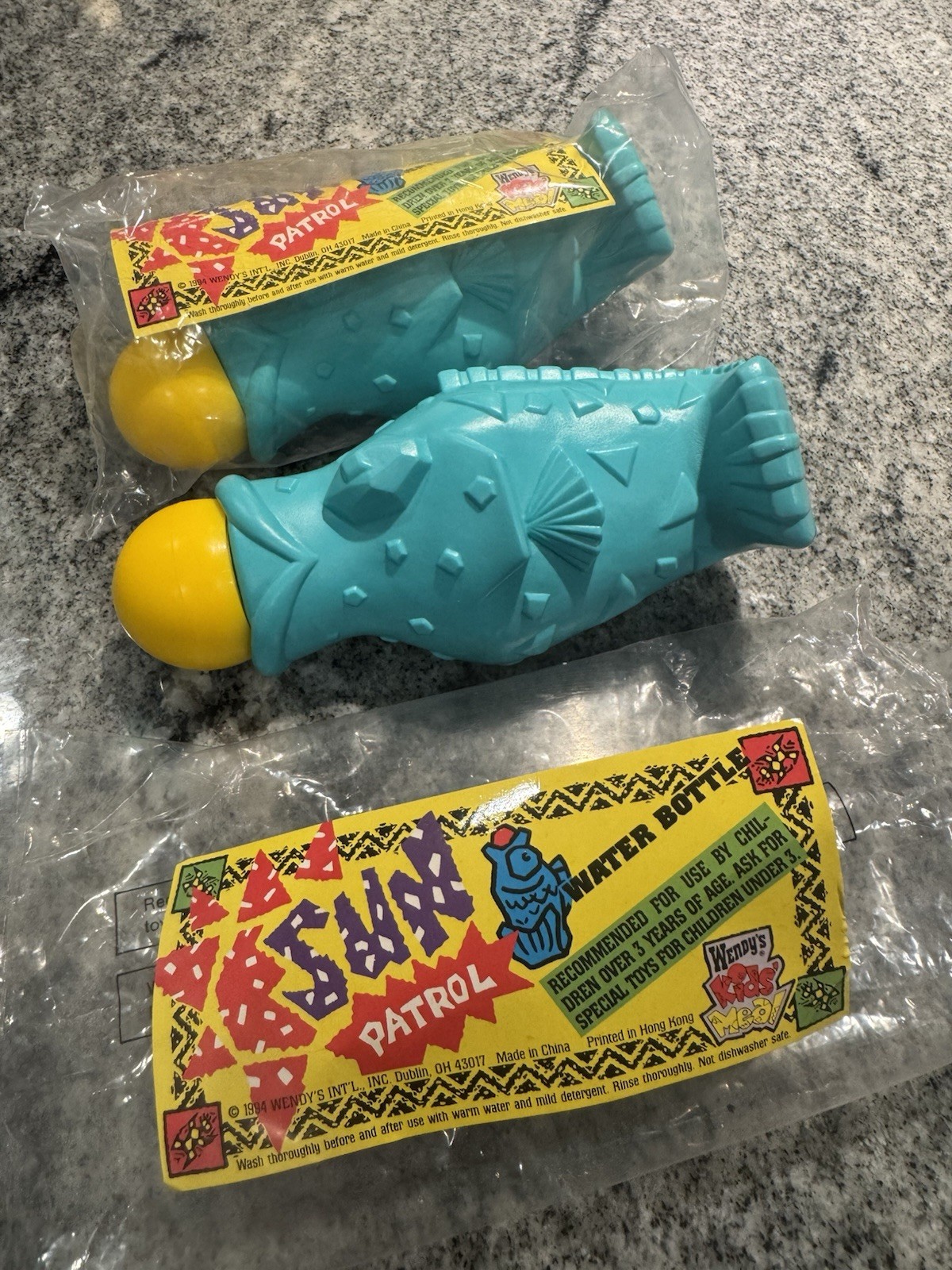 Wendy’s Vintage Water Bottle Fish Sun Patrol 1994 - Lot Of 2 - one is unopened