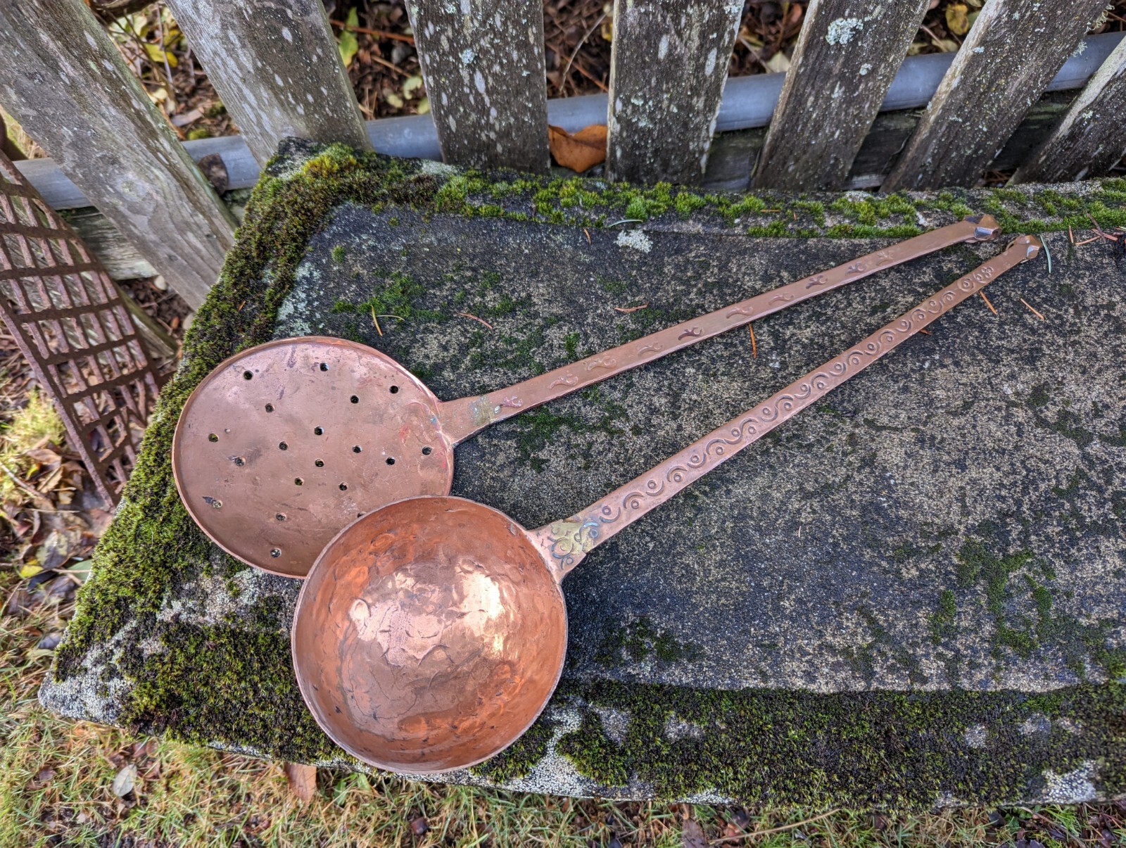 Antique French Copper Ladle And Skimmer