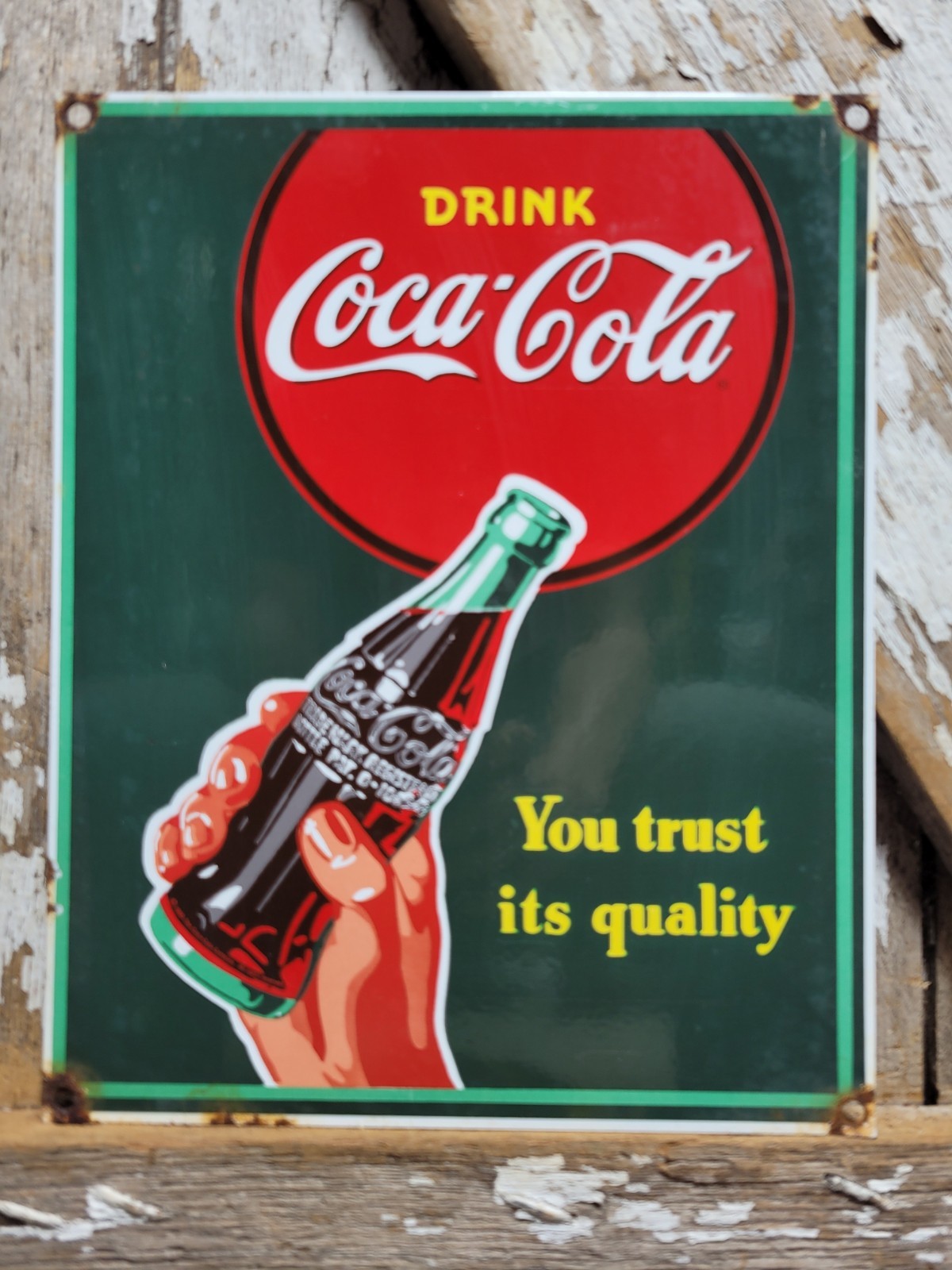 VINTAGE COCA-COLA PORCELAIN SIGN OLD SODA POP BEVERAGE ICE RESTAURANT COKE DRINK