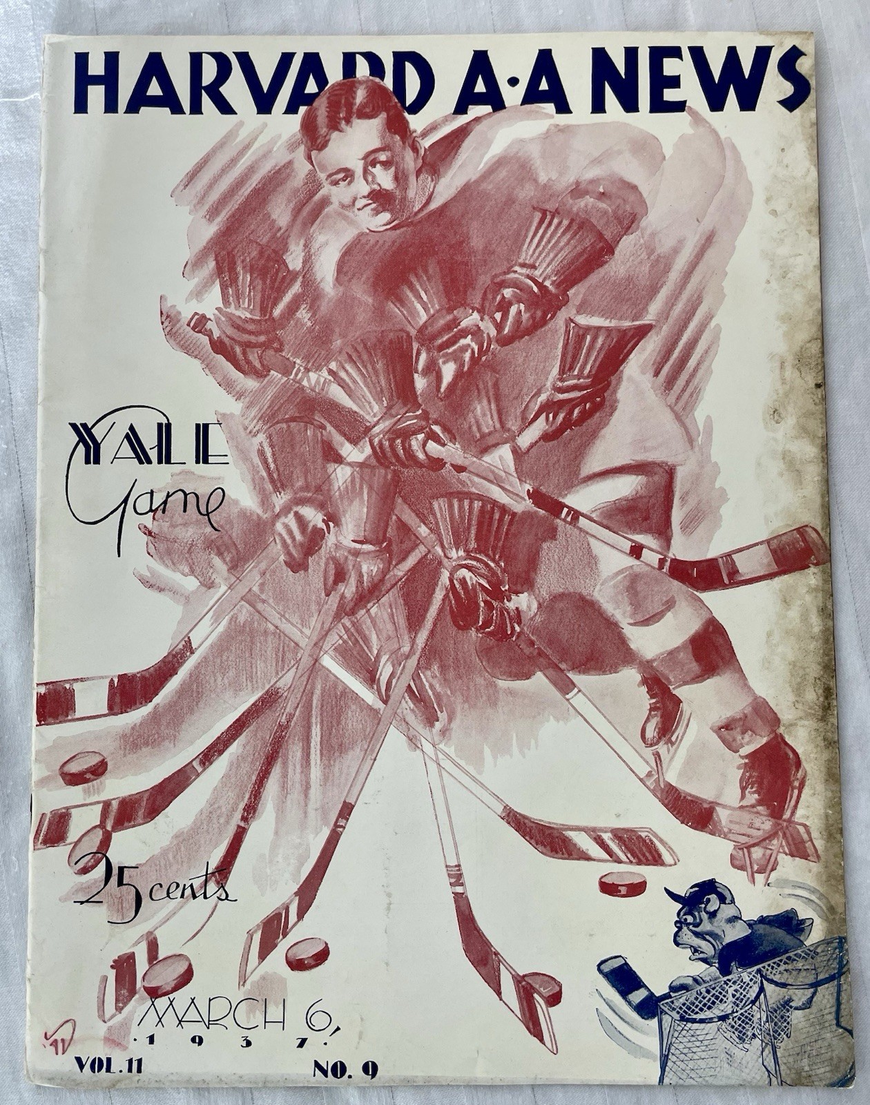 RARE 1937 COLLEGE ICE HOCKEY PROGRAM HARVARD CRIMSON Vs YALE BULLDOGS IVY LEAGUE