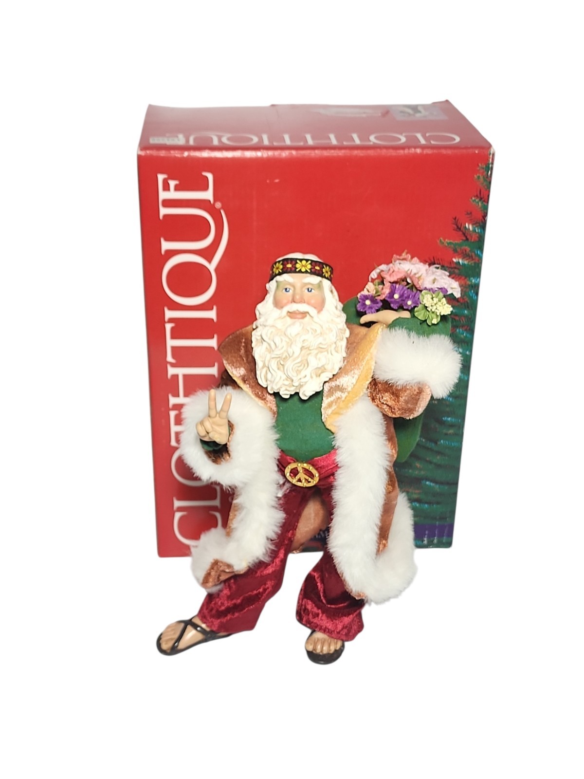 Vintage Clothtique Peace Santa #15092 Hippie Santa Claus Figure 10\