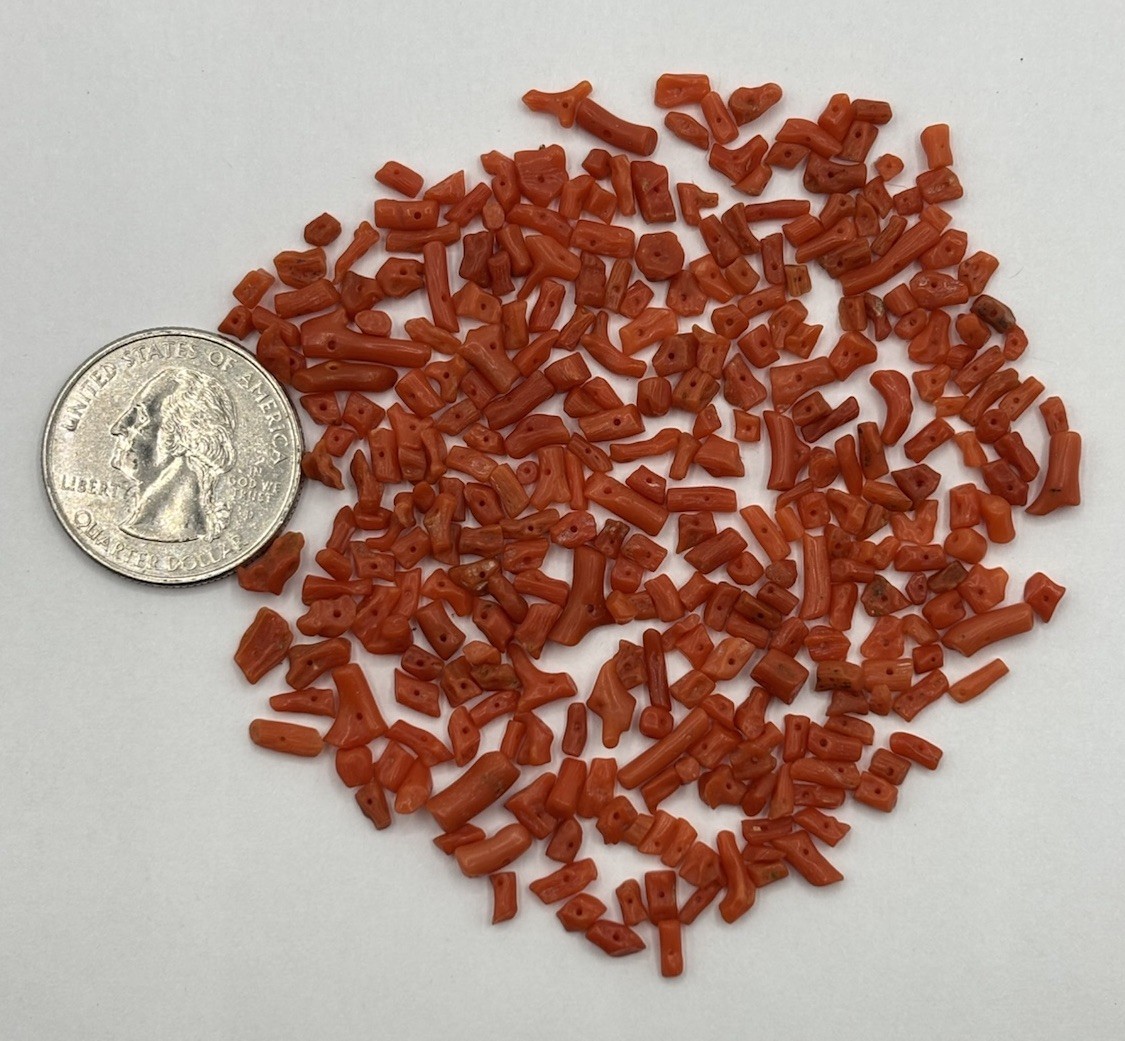 Antique Vintage Natural Italian Branch Coral Beads Red Orange Lot 13 Grams